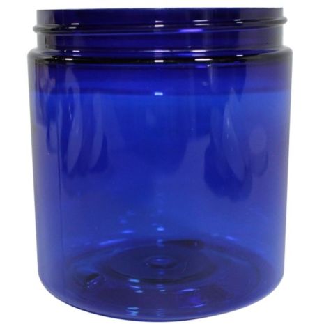 Plastic Jar 8 Oz Blue Round Tall