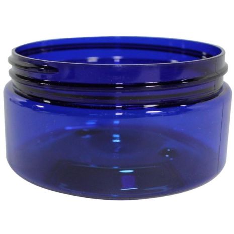 Plastic Jar 8 Oz Blue Round Wide